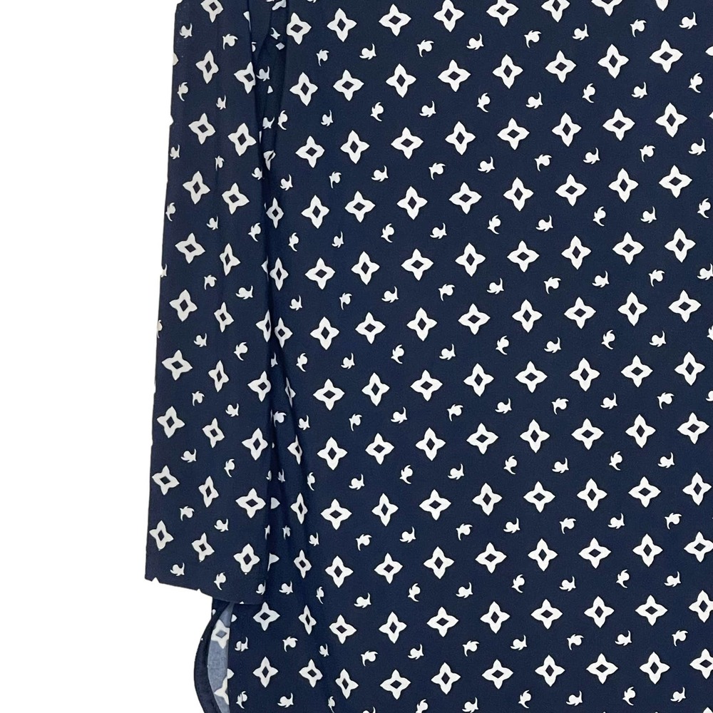 Lauren Ralph Lauren Petite Geo Keyhole Top 3/4 Sleeve Side Slit Hem Women Medium - Picture 5 of 8